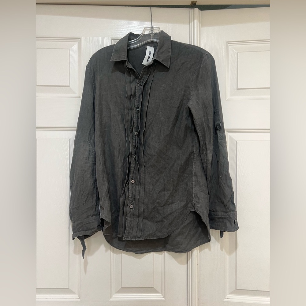 Attachment Cotton Wool Blend made in Japan Men’s Button Down Grey Shirt small‎